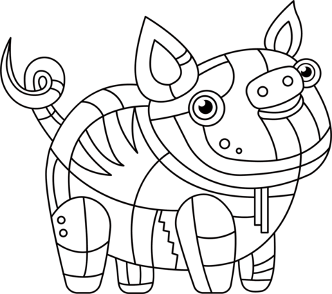 Abstract Pig Coloring Page